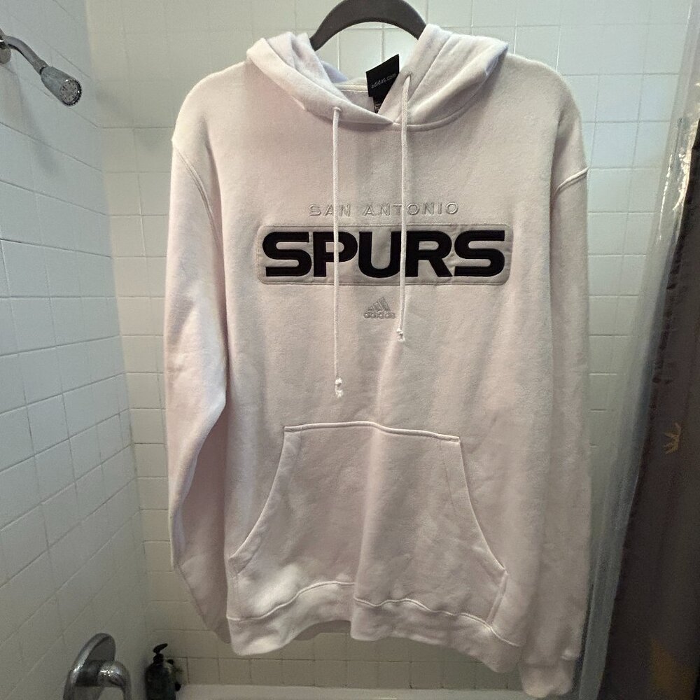 Adidas San Antonio Spurs Hoodie – White Pullover Sweatshirt‎ – Size L/G